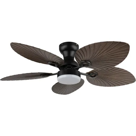 Ventilatore Soffitto con Luce Regolabile Nero Marrone 22W Telecomando