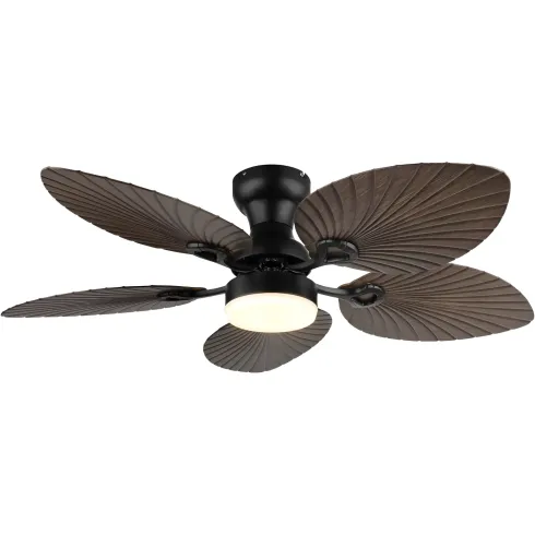 Ventilatore Soffitto con Luce Regolabile Nero Marrone 22W Telecomando