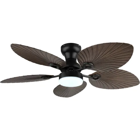 Ventilatore Soffitto con Luce Regolabile Nero Marrone 22W Telecomando