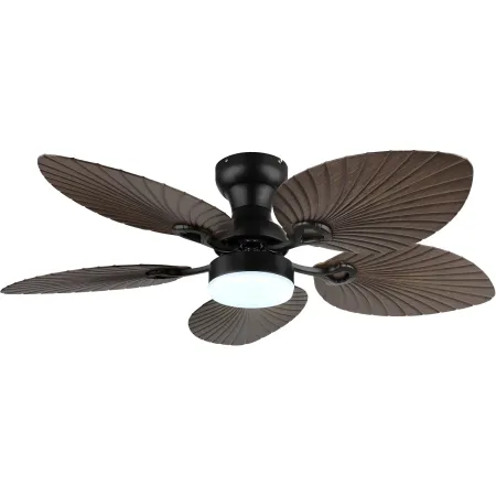 Ventilatore Soffitto con Luce Regolabile Nero Marrone 22W Telecomando