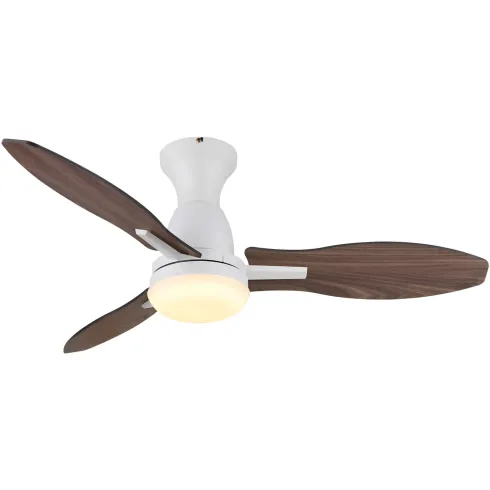 Ventilatore da Soffitto con Luce LED Bianco 3 Pale in Legno con Timer