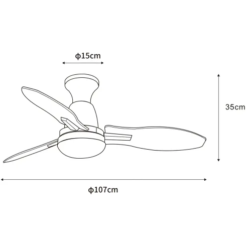 Ventilatore da Soffitto con Luce LED Bianco 3 Pale in Legno con Timer