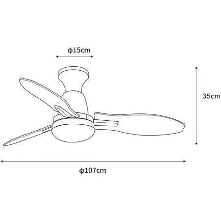 Ventilatore da Soffitto con Luce LED Bianco 3 Pale in Legno con Timer