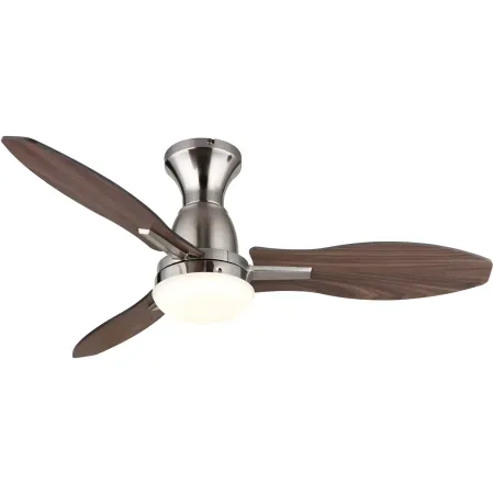 Ventilatore da Soffitto con Luce LED Metallo 3 Pale in Legno con Timer