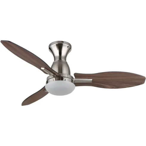 Ventilatore da Soffitto con Luce LED Metallo 3 Pale in Legno con Timer