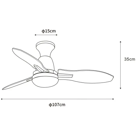 Ventilatore da Soffitto con Luce LED Metallo 3 Pale in Legno con Timer