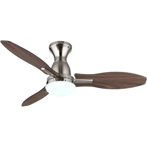 Ventilatore da Soffitto con Luce LED Metallo 3 Pale in Legno con Timer