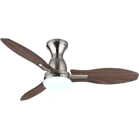 Ventilatore da Soffitto con Luce LED Metallo 3 Pale in Legno con Timer