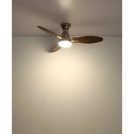 Ventilatore da Soffitto con Luce LED Metallo 3 Pale in Legno con Timer