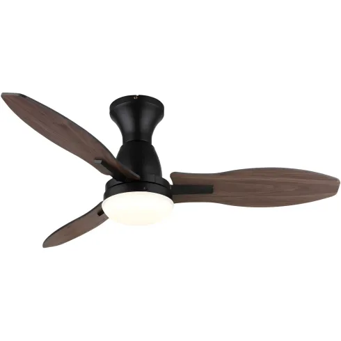 Ventilatore da Soffitto con Luce LED Nero 3 Pale in Legno con Timer