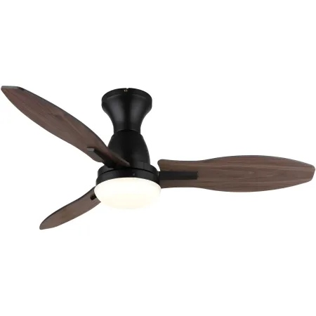 Ventilatore da Soffitto con Luce LED Nero 3 Pale in Legno con Timer