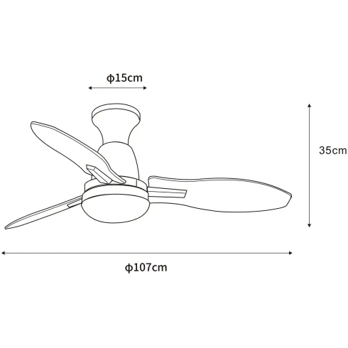 Ventilatore da Soffitto con Luce LED Nero 3 Pale in Legno con Timer