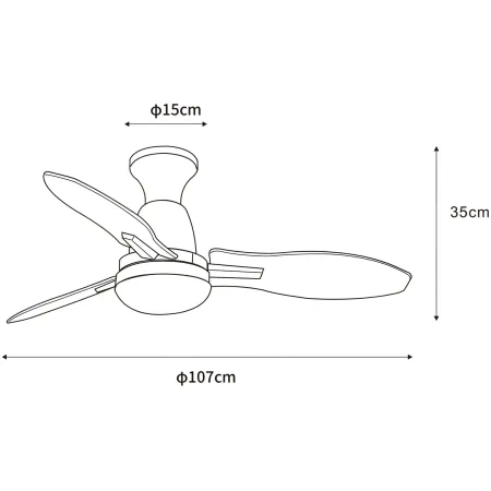 Ventilatore da Soffitto con Luce LED Nero 3 Pale in Legno con Timer