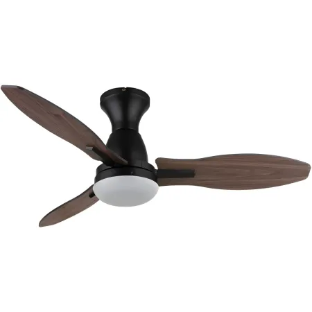 Ventilatore da Soffitto con Luce LED Nero 3 Pale in Legno con Timer