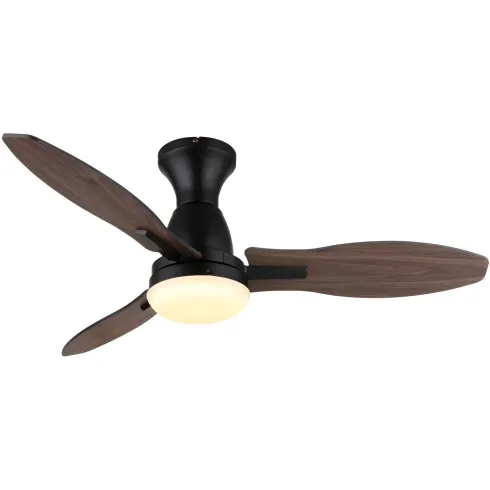 Ventilatore da Soffitto con Luce LED Nero 3 Pale in Legno con Timer