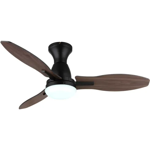 Ventilatore da Soffitto con Luce LED Nero 3 Pale in Legno con Timer