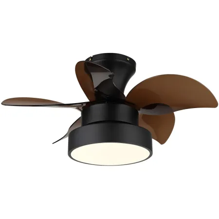 Ventilatore da Soffitto con Luce Metallo Nero Pale Trasparenti Marroni