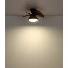 Ventilatore da Soffitto con Luce Metallo Nero Pale Trasparenti Marroni 2