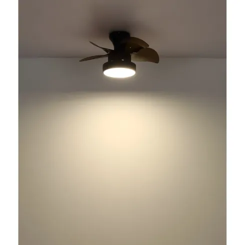 Ventilatore da Soffitto con Luce Metallo Nero Pale Trasparenti Marroni