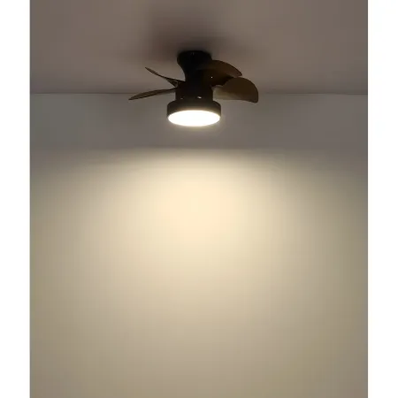 Ventilatore da Soffitto con Luce Metallo Nero Pale Trasparenti Marroni