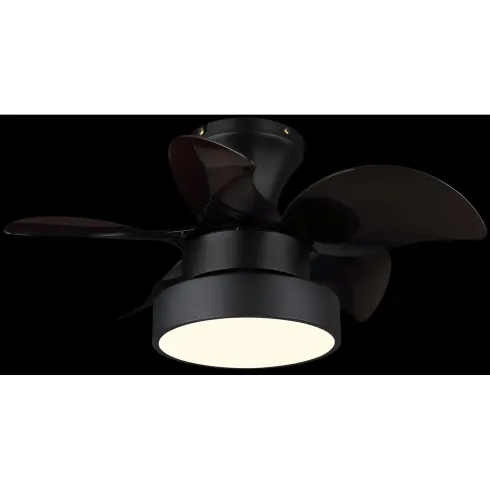 Ventilatore da Soffitto con Luce Metallo Nero Pale Trasparenti Marroni
