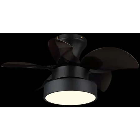 Ventilatore da Soffitto con Luce Metallo Nero Pale Trasparenti Marroni