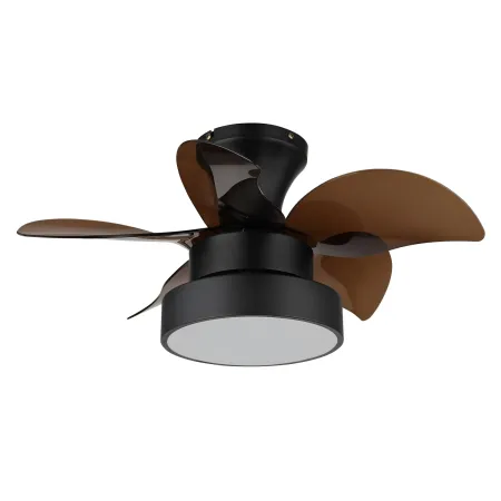 Ventilatore da Soffitto con Luce Metallo Nero Pale Trasparenti Marroni