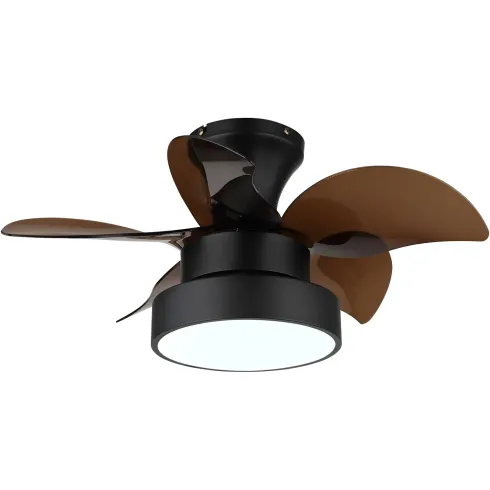 Ventilatore da Soffitto con Luce Metallo Nero Pale Trasparenti Marroni