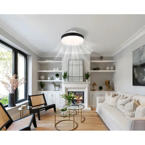 Ventilatore da Soffitto Plafoniera LED Dimmerabile 45 cm Bianco Nero