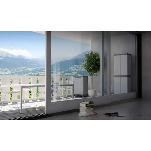 Armadio in Resina Tuttopiani da Esterno Mobile Balcone Plastica con Ripiani