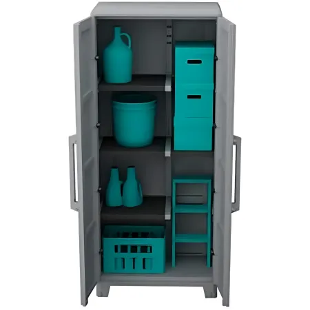 Armadio da Esterno 2 Ante in Pvc Resina Tuttopiani con Ripiano Mobile Modulare | Bricoshop24