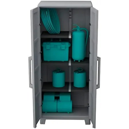 Armadio da Esterno 2 Ante in Pvc Resina Tuttopiani con Ripiano Mobile Modulare | Bricoshop24