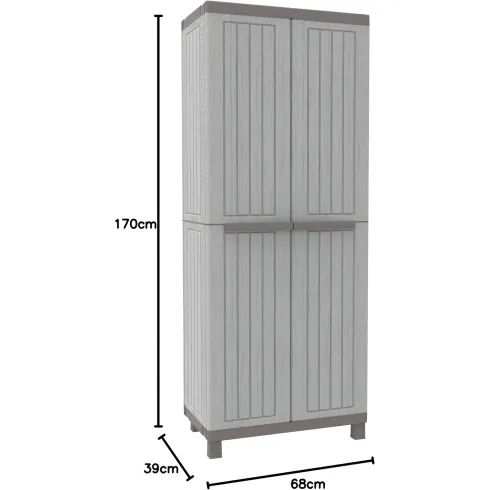 Armadio Tuttopiani Esterno Mobile Balcone Giardino Resina con Ripiani Due Ante