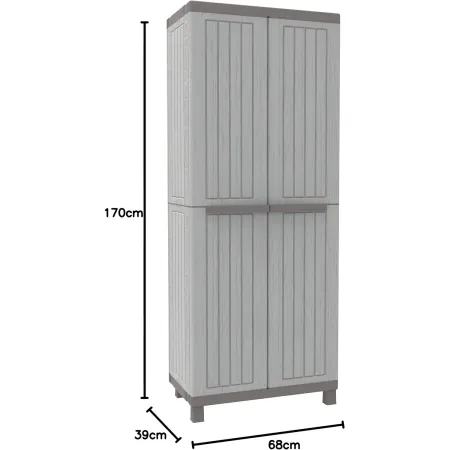 Armadio Portascope Esterno Mobile Balcone Giardino Resina con Ripiani Due Ante