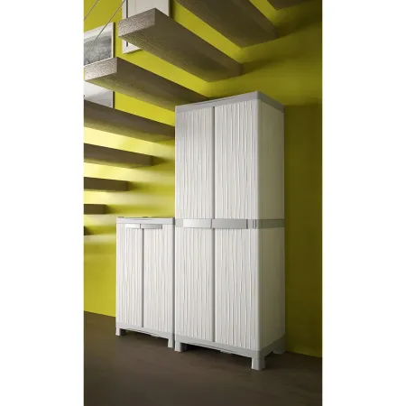 Armadio in Resina Basso due Ante con Ripiani da Esterno Mobile Balcone Plastica