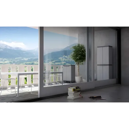 Armadio in Resina Basso due Ante con Ripiani da Esterno Mobile Balcone Plastica