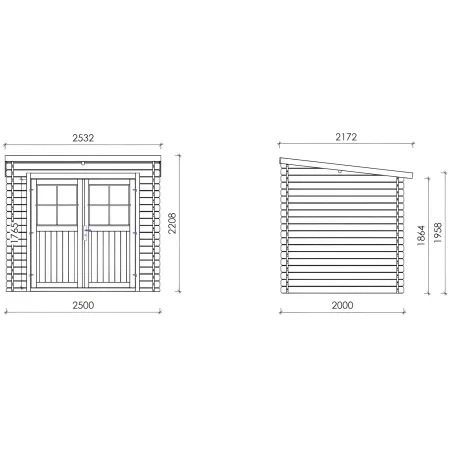 Casetta in Legno 28 mm 2.5x2 Giardino Attrezzi Blockhouse | BricoShop24