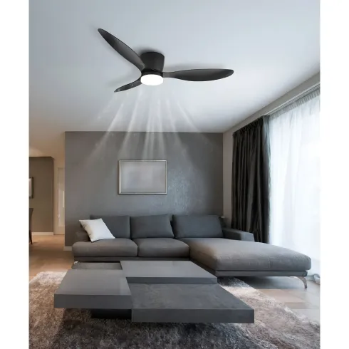 Ventilatore da Soffitto con Luce Nero 3 Pale 20W LED Dimmerabile