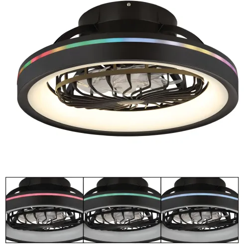 Ventilatore da Soffitto con Luce Nero LED RGB Dimmerabile Telecomando
