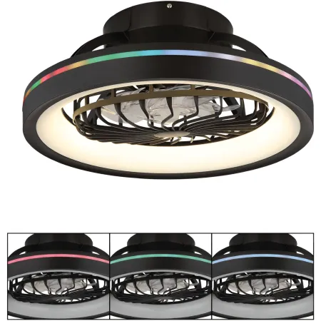 Ventilatore da Soffitto con Luce Nero LED RGB Dimmerabile Telecomando