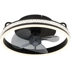 Ventilatore da Soffitto con Luce Nero LED CCT Dimmerabile Telecomando
