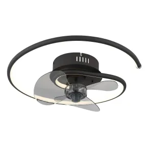 Ventilatore da Soffitto con Luce LED Nero Moderno 30W Telecomando