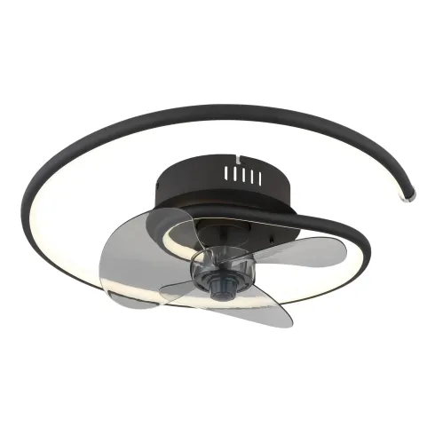 Ventilatore da Soffitto con Luce LED Nero Moderno 30W Telecomando