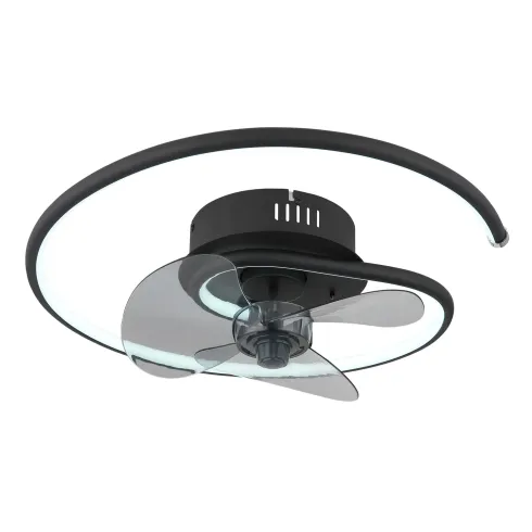 Ventilatore da Soffitto con Luce LED Nero Moderno 30W Telecomando