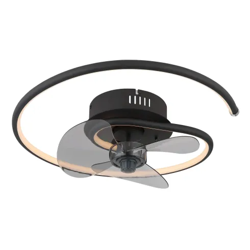 Ventilatore da Soffitto con Luce LED Nero Moderno 30W Telecomando