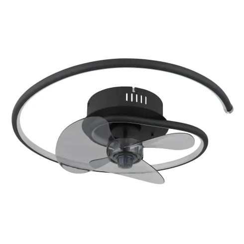 Ventilatore da Soffitto con Luce LED Nero Moderno 30W Telecomando