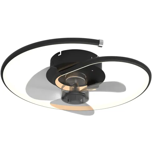 Ventilatore da Soffitto con Luce LED Nero Moderno 30W Telecomando