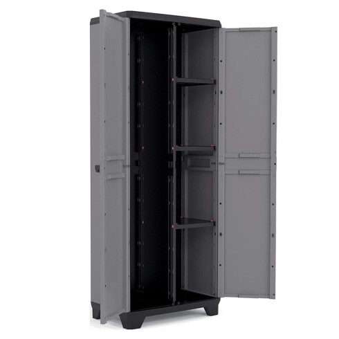 Armadio Keter Resistente Alto Grigio Portascope Componibile con Serratura Patio | BricoShop24