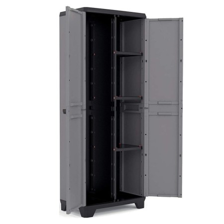 Armadio Keter Resistente Alto Grigio Portascope Componibile con Serratura Patio | BricoShop24