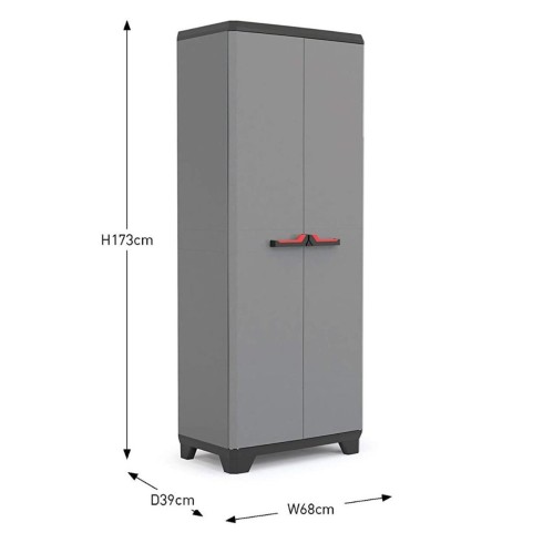 Armadio Keter Resistente Alto Grigio Portascope Componibile con Serratura Patio | BricoShop24